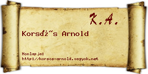 Korsós Arnold névjegykártya